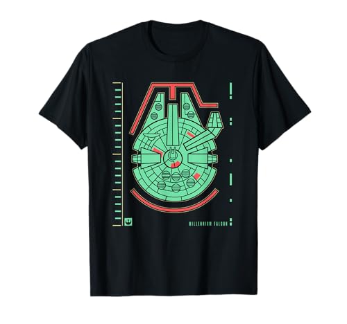 T-shirt Millennium Falcon Blueprint Star Wars pour homme en coton fan geek