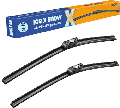 Image of 24 inch+18 inch Water Repellent Windshield Wiper Blades Replacement for Mazda CX-5 CX5 CX-9 CX9 2023 2022 2021 2020 2019 2018 2017 Silicone Automotive Replacement Windshield Wiper Blades(Top Lock)