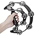 Half Moon Musical Tambourine Double Row Metal Jingles Hand Held Percussion Drum Multicolor for KTV Party with Ergonomic Handle Grip (Black)
