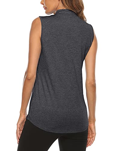 Image of Koscacy Women's Sleeveless Golf Tennis Polo Shirts Zip Up Dry Fit Workout Tank Tops Athletic Shirt