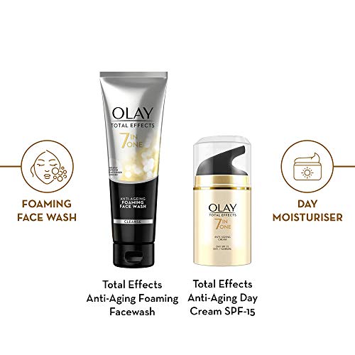 Image of Olay Total Effect Day Cream (Spf 15), 50g & Cleanser Pack For Anti Ageing, 100g & Olay Total Effects Day Cream With Vitamin B5, Niacinamide, Green Tea, Spf 15, 50 Gm