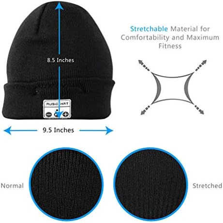 HaetFire Bluetooth Beanie Hat Men Women Wireless Headphones Beanie Winter Warm Washable Knit Cap Music Hat with Stereo Speakers Mic Hands Free for Outdoor Sports - Free Touchscreen Gloves