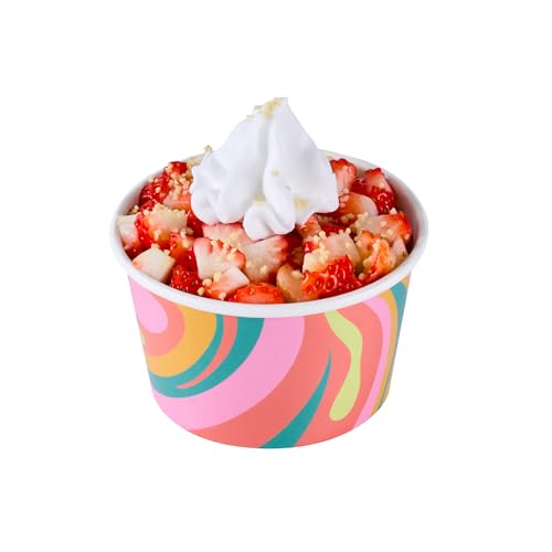 Image of Coppetta 8 Ounce Dessert Cups, 200 Greaseproof Ice Cream Cups - Lids Sold Separately, For Hot And Cold Foods, Psychedelic Sunrise Paper Yogurt Bowls, Disposable, Sturdy - Restaurantware