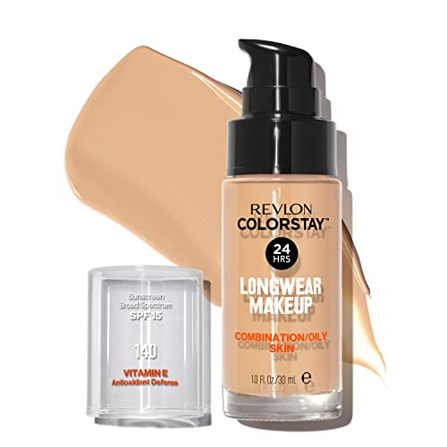 Liquid Foundation By Revlon, Colorstay Face Makeup For Combination & Oily Skin, Spf 15, Medium-Full Coverage With Matte Finish, Oatmeal (140), 1.0 Oz #TOP6
