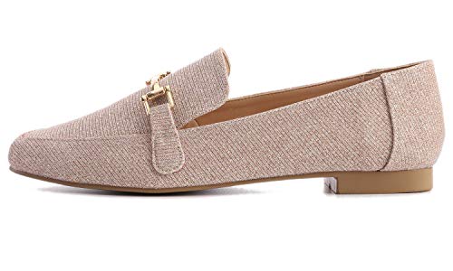 Feversole Women's Fashion Trim Deco Loafer Slippers Rose Gold Lurex 7.5 M Us #TOP3