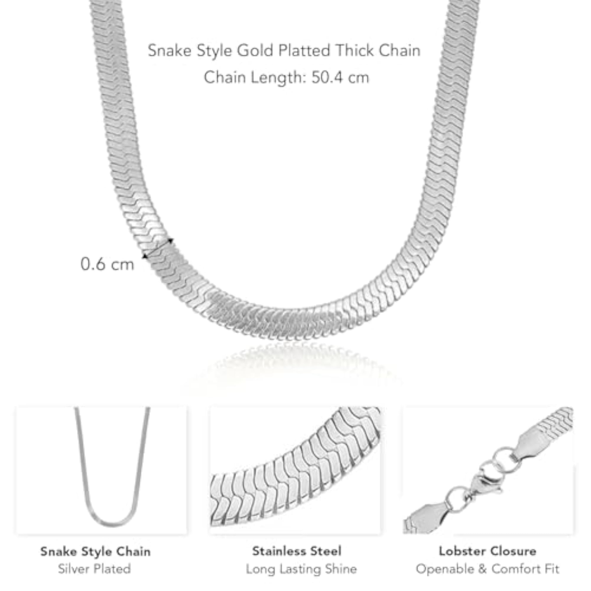 Men's Stylish Stainless Steel Herringbone Chain Necklace