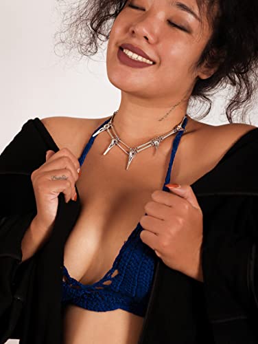 Sacina Gothic Skull Skeleton Choker Necklace, Zinc Alloy Skull Pendant, Goth Halloween Jewelry Gift for Women, Men3