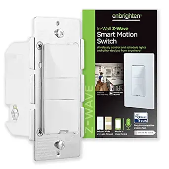 GE Z-Wave Plus Wireless Smart Lighting Control Motion Switch, On/Off, In-Wall, Occupancy Vacancy Sensor, Includes White & Light Almond Buttons, Compatible with Alexa (Hub Required), 26931