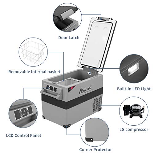 Alpicool LGCF45 Portable Refrigerator 12 Volt Car Freezer 42 Quart Mini Fridge Freezer (-4℉~68℉) for Truck, RV, Vehicle, Travel, Outdoor -12/24V DC