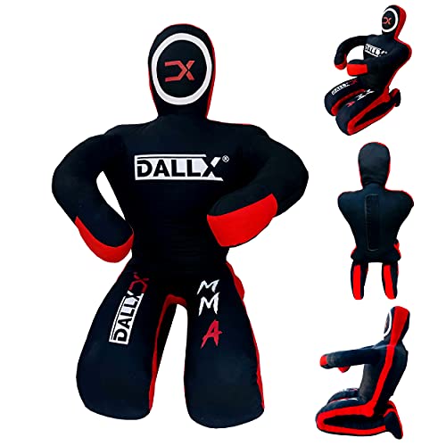DALLX Bolsa de pancada MMA Falso BBJ Luta Livre Jiu Jitsu Brasileiro Jiu Jitsu Judo Arremesso Boxe Luta Falso Posição Sentada – SEM PRECHIMENTO (Vermelho Preto, 1,8 m)