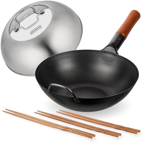 Sartén Wok de Acero Carbono 11.8" YOSUKATA con Accesorios miniatura 1