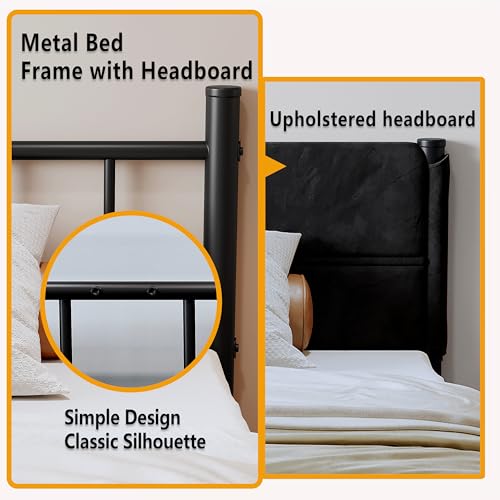 Henshwon Metal Bed Frame,14Inch Twin Size Bed Frame with Storage Space,Heavy Duty Sturdy Mattress Foundation,Easy Assembly,No Box Spring Needed,Black Twin by Henshwon - Image 3