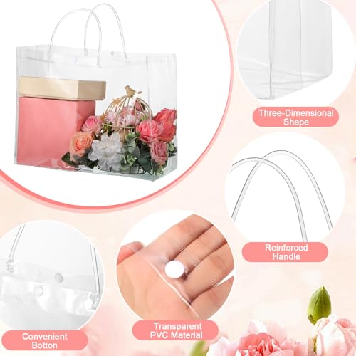 woric Large Clear Gift Bags with Handle, 30 Pack 16\"X6\"x12\" Large Plastic Bag Shopping Bags for Small Business Gifts Wedding Party Favors Wedding Mother\'s Day - Thumbnail 4