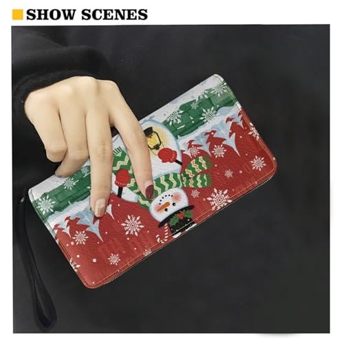 Image of Bulopur Christmas Snowman Wallet for Women PU Leather RFID Blocking Wristlet Wallet for Women & Teen Girls Large Capacity Phone Clutch Long Wallets Zipper Around Xmas Gifts for Mom