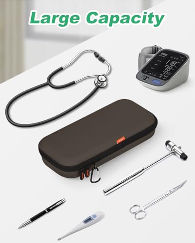 Image of Portable Stethoscope Case for 3M Littmann Classic III /Cardiology IV /MDF Acoustica Stethoscopes - Shockproof Hard Stethoscope Bag Travel Carrying Case for Medical, Nurse Accessories - Dark Brown