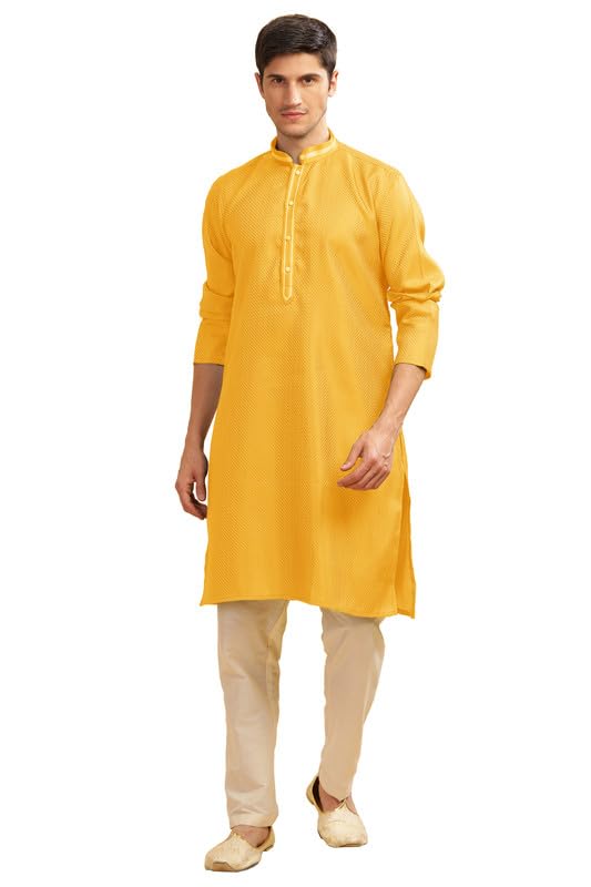 Image of BE ACTIVE Cotton Jacquard Blend Kurta for Men | Traditional and Elegant Design | Full Sleeve Kurta