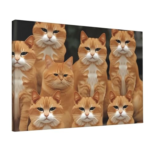 Toile de chat orange pour décoration de chambre à coucher cosy