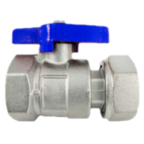 QUALITÄTS KUGELHAHN aus Messing > Fügelgriff Blau | mit Überwurfverschraubung | IG x IG >>> 1 Zoll