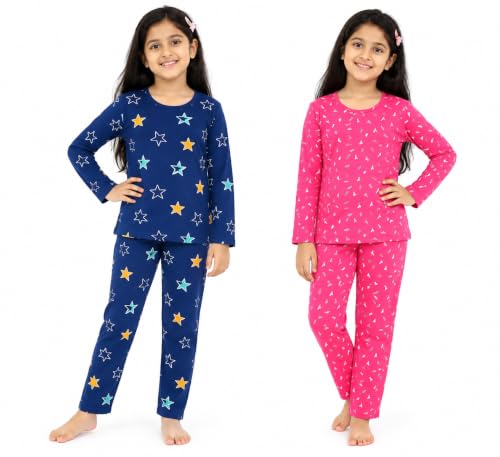 Image of NammaBaby Girl's Cotton Graphic Print Night Suit and Payjama Set - Multipack