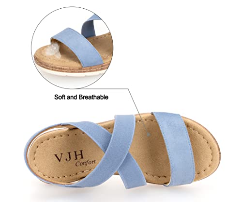 Image of VJH confort Women's Flat Sandals, Comfort Slip-on Elastic Ankle Strap Slingback Light Weight Casual Walking Sandals