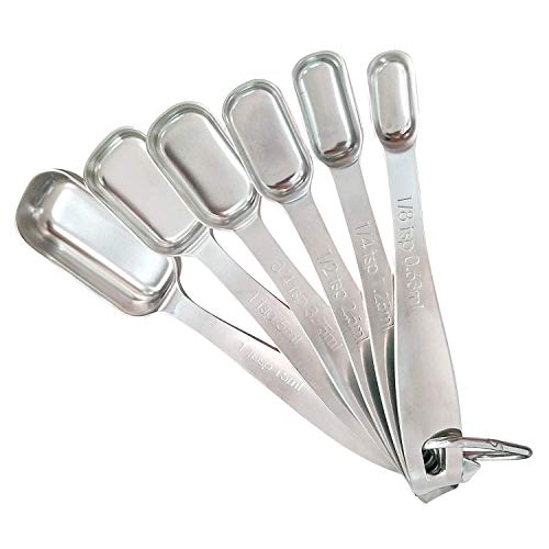 Lot de 6 Cuillères Doseuses en acier inoxydable 18/8 pour condiments secs ou liquides