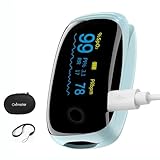 Rechargeable Pulse Oximeter Fingertip Oxygen Monitor Fingertip with SpO2 Pulse Rate and PI RR OLED Precision Fast Oximeter SpO2 Reading Outdoor Sports Home (Blue)