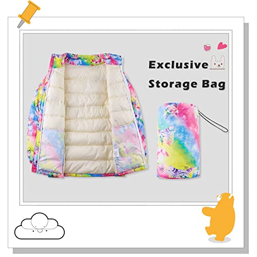 Lovekider Girls Jacket 4 5 Kids Puffer Coat 4-5 Years Old 3D Rainbow Padded Winter Jacket With Pockets Colorful Funny Cat Recreation Outwear #TOP3