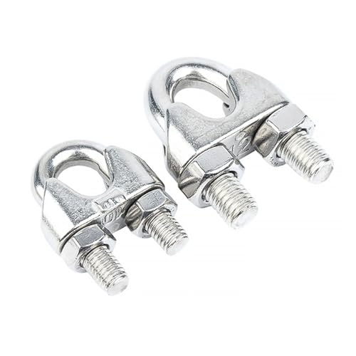 316 Stainless Steel Wire Rope Clamp Assortment M2 to M20 U-Bolt Cable Clips High Strength Crimping Clamps for Rigging(M2)