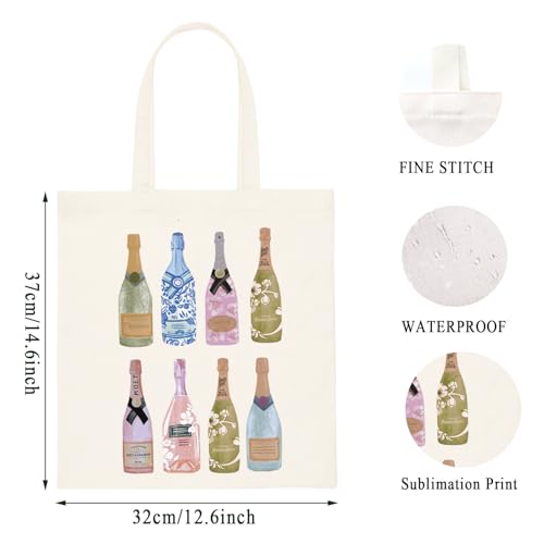 WCGXKO Funny Champagne Lover Gift Home Bar Merch Themed Flour Sack Tote Shopping Bag (Moet)2