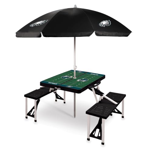Image of PICNIC TIME NFL Picnic Table Portable Folding Table with Seats and Umbrella