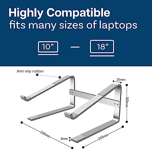 MMOBIEL Laptop Stand Großer - Laptop Ständer 10 bis 18 Zoll - Laptophalterung Universal - Laptopständer für den Schreibtisch Kompatibel mit MacBook, Notebook, ASUS, Acer, HP, Dell und mehr - Aluminium – Bild 6