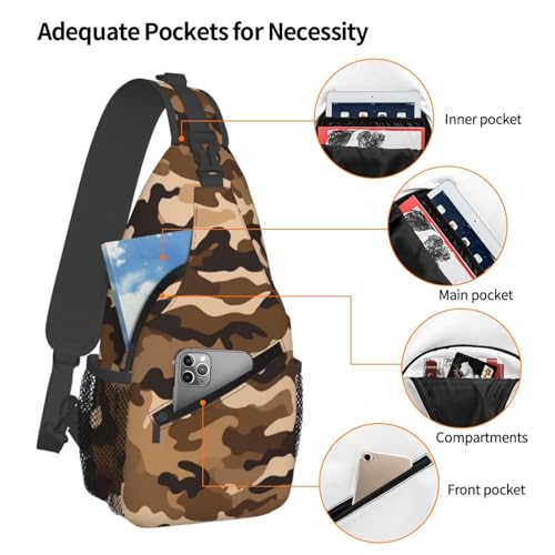 Bolso cruzado camuflaje marrón para hombres y mujeres miniatura 5