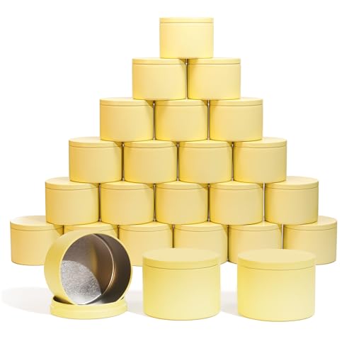 JULWHISPER Kerzendosen mit Deckel, 24 Stück, 237 ml, nahtlose Großkerzenbehälter für Kerzenherstellung, leere Kerzengläser – Zitrone JULWHISPER Kerzendosen mit Deckel, 24 Stück, 237 ml, nahtlose Großkerzenbehälter für Kerzenherstellung, leere Kerzengläser – Zitrone