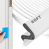 60FT Weather Stripping Door Seal, Kerf Style Foam Strip for Large Gaps, with Scraper Tool for Exterior and Interior Frames, White