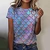 Womens Casual All-Over Scales Print Crew Neck T-Shirt, pink, M #1