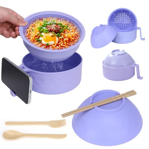 EOAMGO Noodle Bowl with Lid, Ramen Bowl Set, Microwave Noodle Bow...