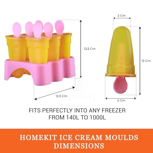 Image of GRANTH ENTERPRISE Reusable Ice Pop Makers, Set of 6, BPA-Free Plastic, Multicolour Popsicle Moulds with Sticks and Lid, Kulfi Candy for Children & Adults