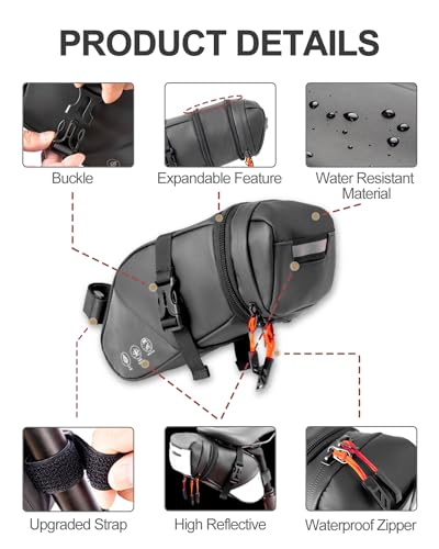 Danuosie KZFGWB1 Bike Seat Bag, Water-Resistant Bicycle Saddle Bag thumb #5