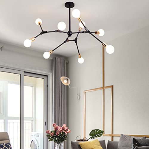 Kco Lighting Black Sputnik Chandelier Vintage Metal Semi Flush Mount Ceiling Light Modern Style 9-Light Sputnik Lighting (9 Lights) #TOP5