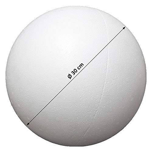 Styropor A330001 A100033 Kugeln 2-teilig 300 mm 1 Stücke, EPS, Weiss, 30 cm, Weiß