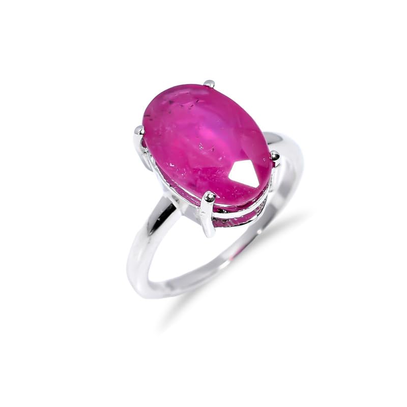Bague fiançailles rubis ovale en argent pour une demande unique