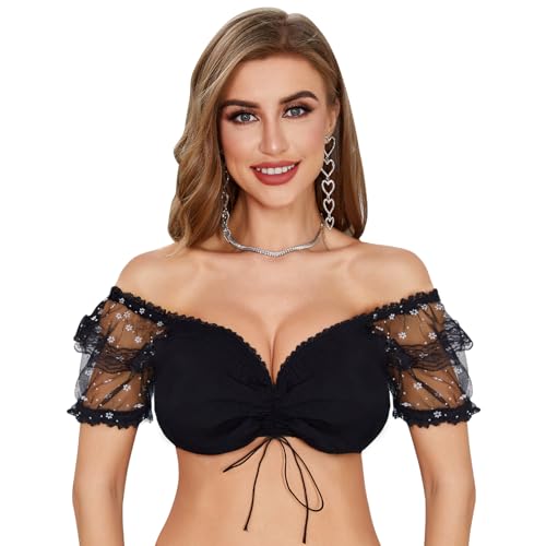 Chemisier dirndl pour femme en dentelle chic pour la fête de la bière Oktoberfest
