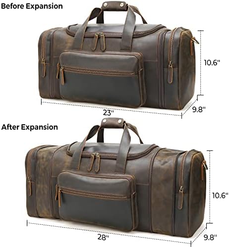 Polare 23'' Expandable to 28'' Full Grain Cowhide Leather Gym Duffle Weekender Overnight Travel Duffel Bag For Men 4 Polare 23'' Expandable to 28'' Full Grain Cowhide Leather Gym Duffle Weekender Overnight Travel Duffel Bag For Men
