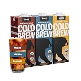 Wandering Bear Organic Cold Brew Coffee Variety Pack - Extra Strong, Bold, Smooth, Unsweetened, Shelf-Stable, Ready to Drink & Vegan, Iced Cold Brewed Coffee Drink - 32 fl oz (3pk - Vanilla, Caramel, Mocha)