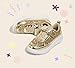 LUCKY STEP Children/Kids/Boys/Girl Glitter Comfort Casual School Low Top Sneaker Strap Athletic Tennis Running Shoes (Gold Glitter,Little Kids 12)