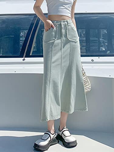 Jupe midi denim femme fin et fluide contre la chaleur - 4