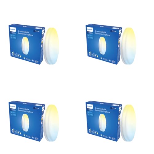 Image of PHILIPS 12W 3in1 AstraGlow Round Surface LED Panel Light | Slim Modern Design | Energy Efficient Ceiling Light for Home & Office - White | Pack of 4