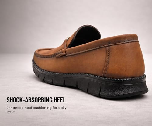 Image of Kraasa Men's Casual Loafers | Synthetic Leather Upper | Comfortable PU Sole | Slip-On Buckle Office, Party Shoes