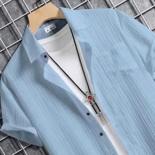 Image of Vikita Enterprise Kid Boy's Cotton Solid Shirt with Spread Collar Neck Half Sleeves Button Closure Curved Hem Length | Shirt For Kids Boys
