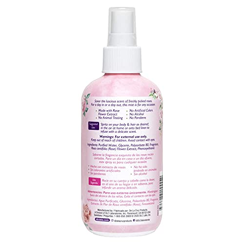 De La Cruz Rose Water Spray, No Parabens Or Artificial Colors, Vegan, Made In Usa 8 Fl. Oz. (2 Bottles) #TOP21